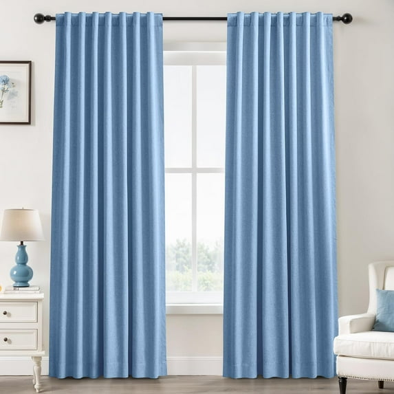 Blackout Curtains Black Out Curtain Noise Reducing Shower Drape Sun Blocking Dark Out Boho Long Drapes for Kids Nursery Bedroom 2 Panels Set 50 x 92 Blue