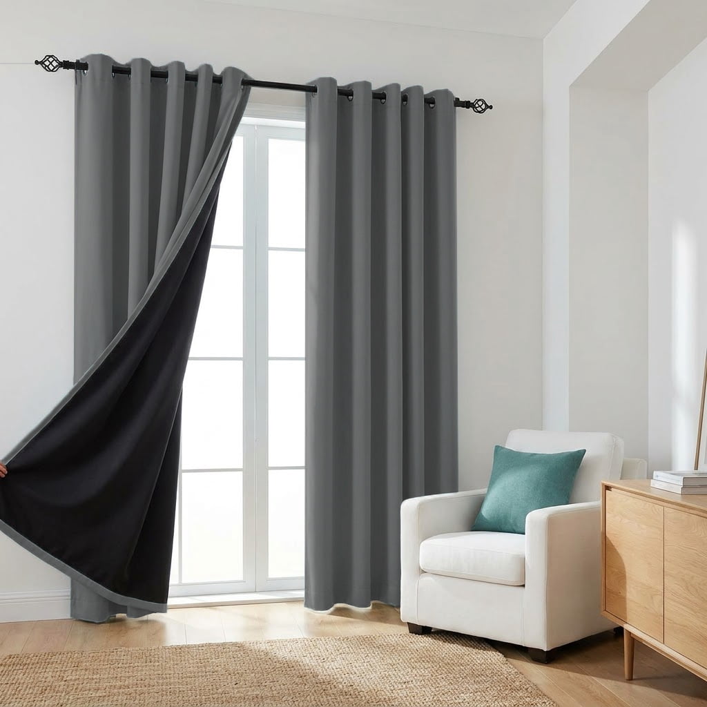 Blackout Curtains, Blackout Curtains Set of 2 Panels, Thermal Insulated Room Darkening Curtains for Bedroom, Privacy Protection & Noise Reducing