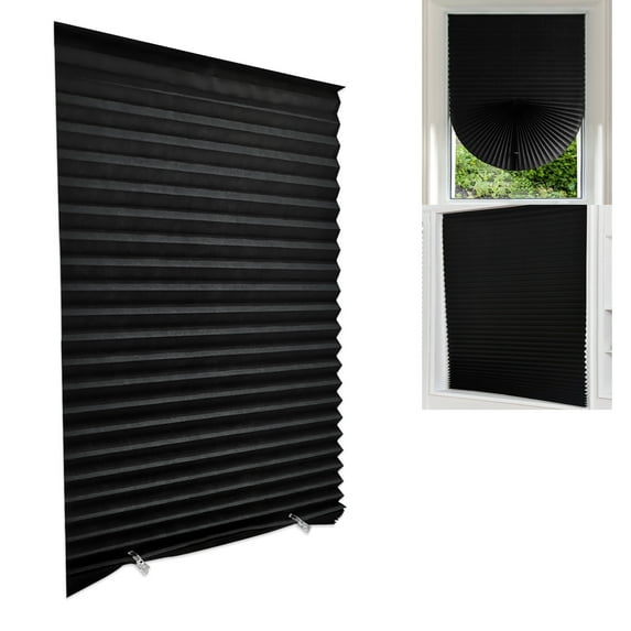 Blackout Curtains Cordless Light Filtering Pleated Fabric Half Shade Install Curtain,23.62"x70.87"