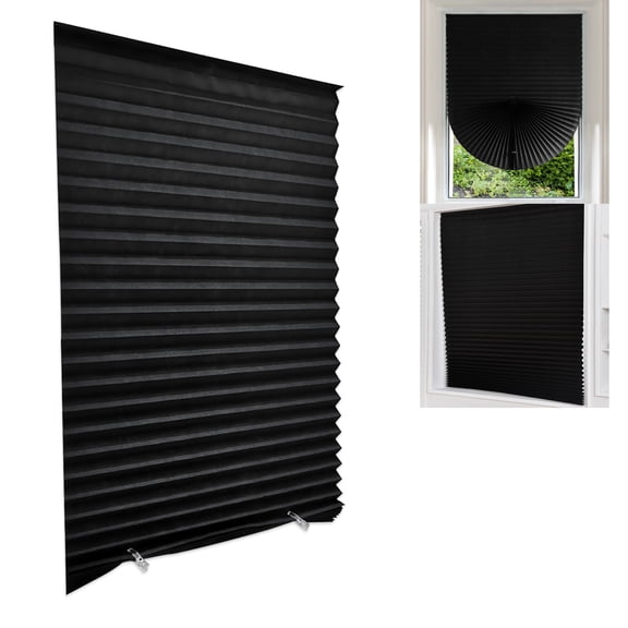 Blackout Curtains Cordless Light Filtering Pleated Fabric Half Shade Install Curtain,35.43"x70.87"