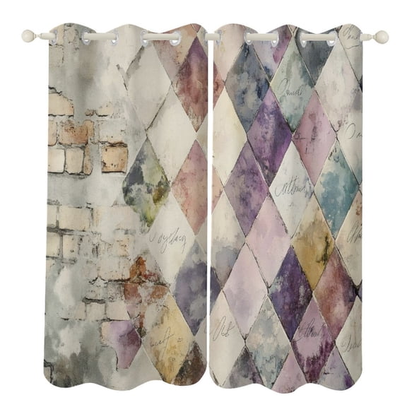 Blackout Curtains Decor Bohemian Color for Bedroom Living Room Grommet Window Drapes 2 Panel Set