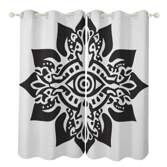 Blackout Curtains Decor Bohemian Pattern for Bedroom Living Room Grommet Window Drapes 2 Panel Set
