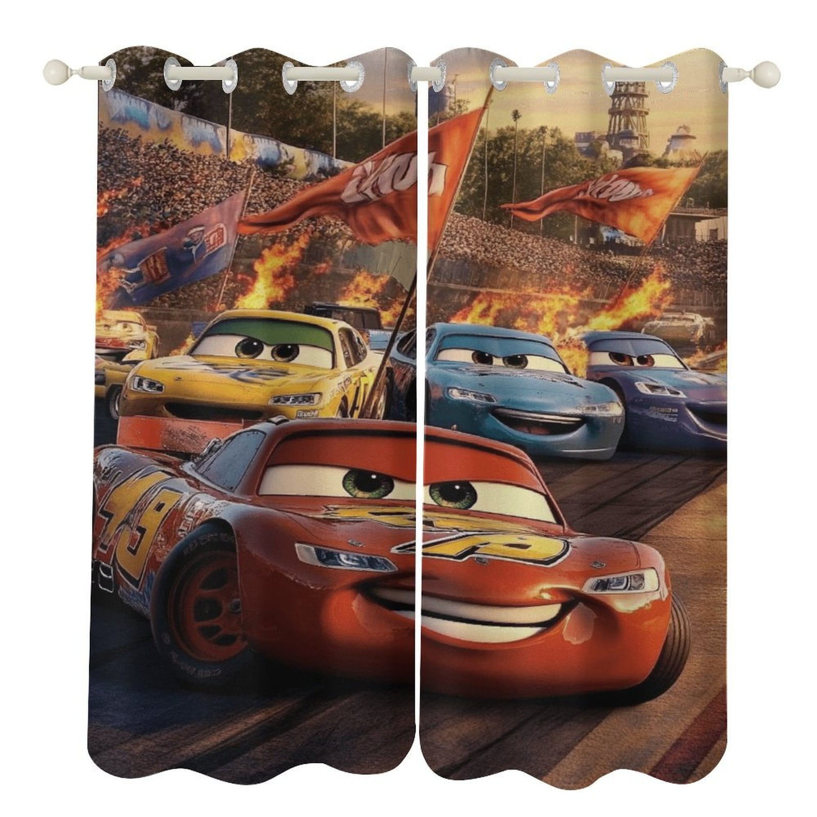 Blackout Curtains Decor Lightning Pattern Race Car for Bedroom Living ...