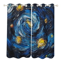 Blackout Curtains Decor Starlit Sky for Bedroom Living Room Grommet Window Drapes 2 Panel Set
