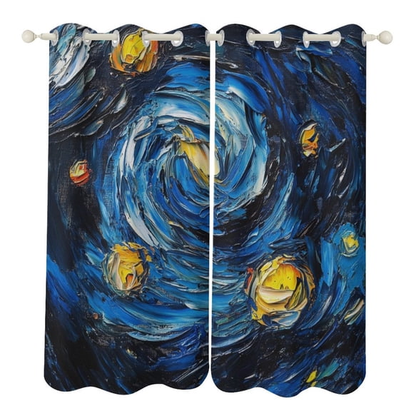 Blackout Curtains Decor Starlit Sky for Bedroom Living Room Grommet Window Drapes 2 Panel Set