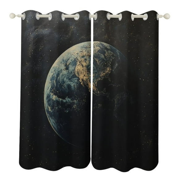 Blackout Curtains Decor Starlit Sky for Bedroom Living Room Grommet Window Drapes 2 Panel Set