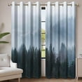 thumbnail image 1 of Blackout Curtains For Bedroom Light Blue Tree With Fog Nature Misty Forest Curtains For Living Room Heat Blocking 53"W x 84"L (Pack of 2), 1 of 6