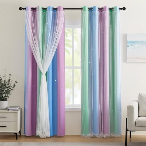 Blackout Curtains for Girls Bedroom Decor 72 inches Long Window ...