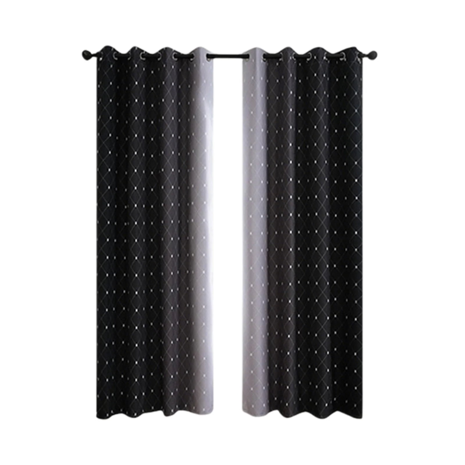 Blackout Curtains Gradient Window Drapes Bedroom Privacy Panels Thermal Insulated Room Darkening Curtains Modern Home Decor Black