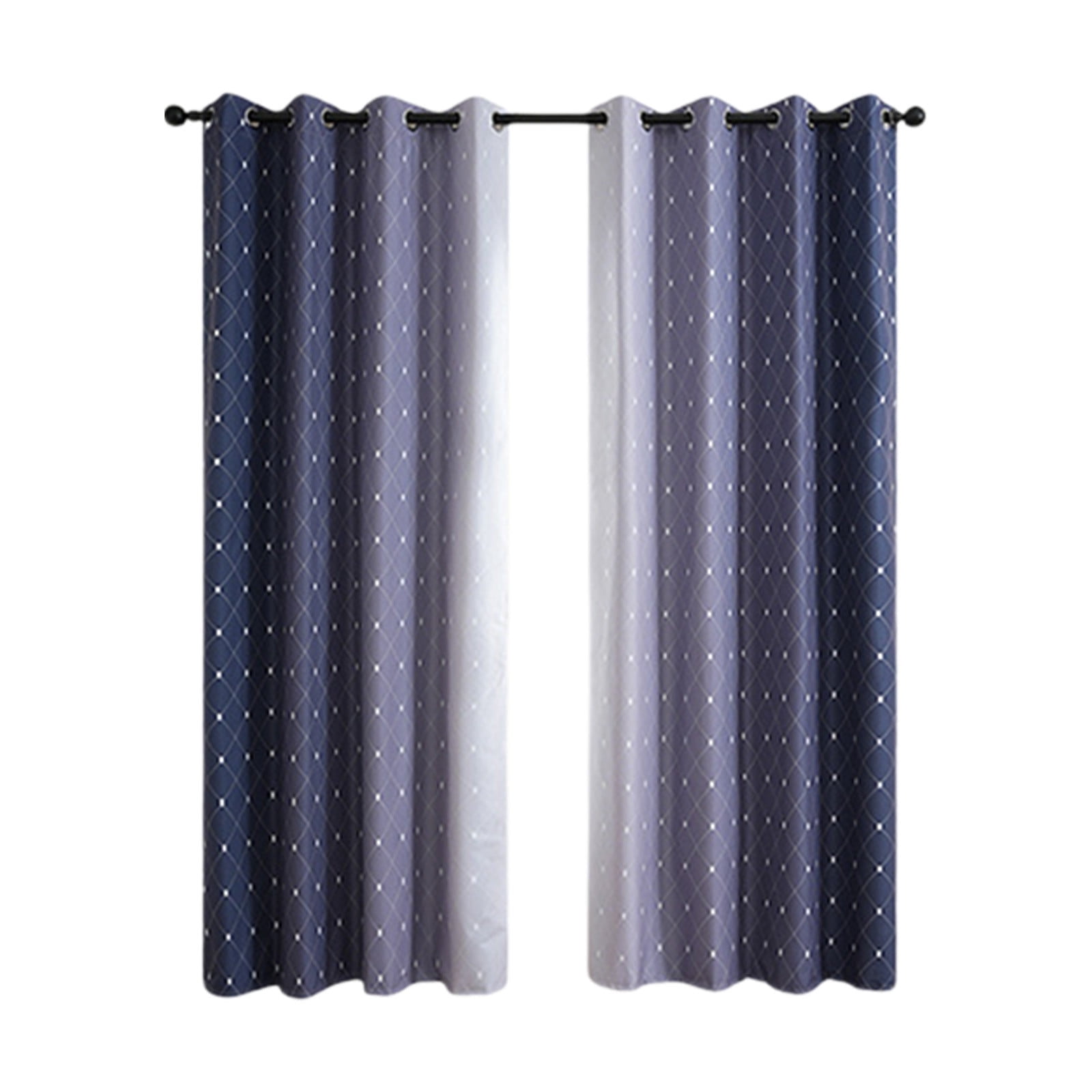 Blackout Curtains Gradient Window Drapes Bedroom Privacy Panels Thermal Insulated Room Darkening Curtains Modern Home Decor Blue