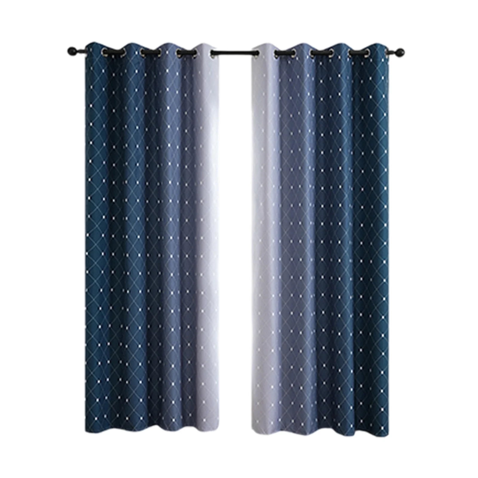 Blackout Curtains Gradient Window Drapes Bedroom Privacy Panels Thermal Insulated Room Darkening Curtains Modern Home Decor Dark Blue