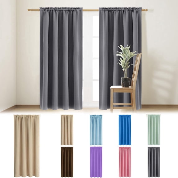 Blackout Curtains Heat Insulation Energy Saving Scandinavian Solid Color Silk Curtains • Noise Reducing • Dark Room Panel for Bedroom Kitchen