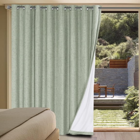 Blackout Curtains Linen Look Textured Panel with Rust-Resistant Grommets 100"W x 84"L Sage