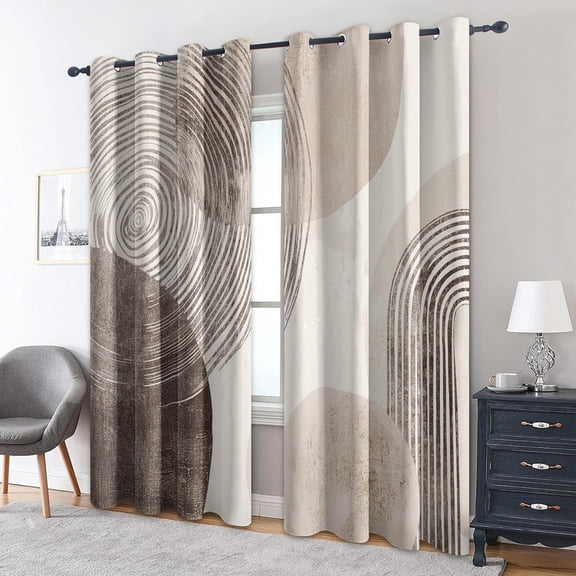 Blackout Curtains Mid Century Modern, Abstract Geometric Arch Window Drapes for Bedroom Living Room Kitchen 26"W x 45"L (Pack of 2)