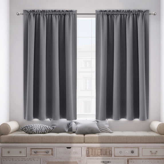 SHENGXINY Blackout Curtains Nordic Minimalist Silk Blackout Curtain for Kitchen Bedroom Layout Energy Efficient Heat Insulation Soft Shielding Fabric Elegant Decorative Drape