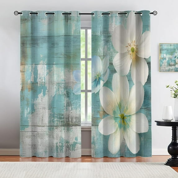 Blackout Curtains - Rustic Curtains & Home Decor, White Floral Curtain ...