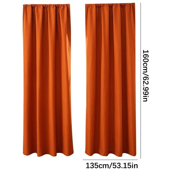 Blackout Curtains Set of 2 Complete Light Blocking for Bedroom Kitchen Scandinavian Solid Orange 53x63 Inch