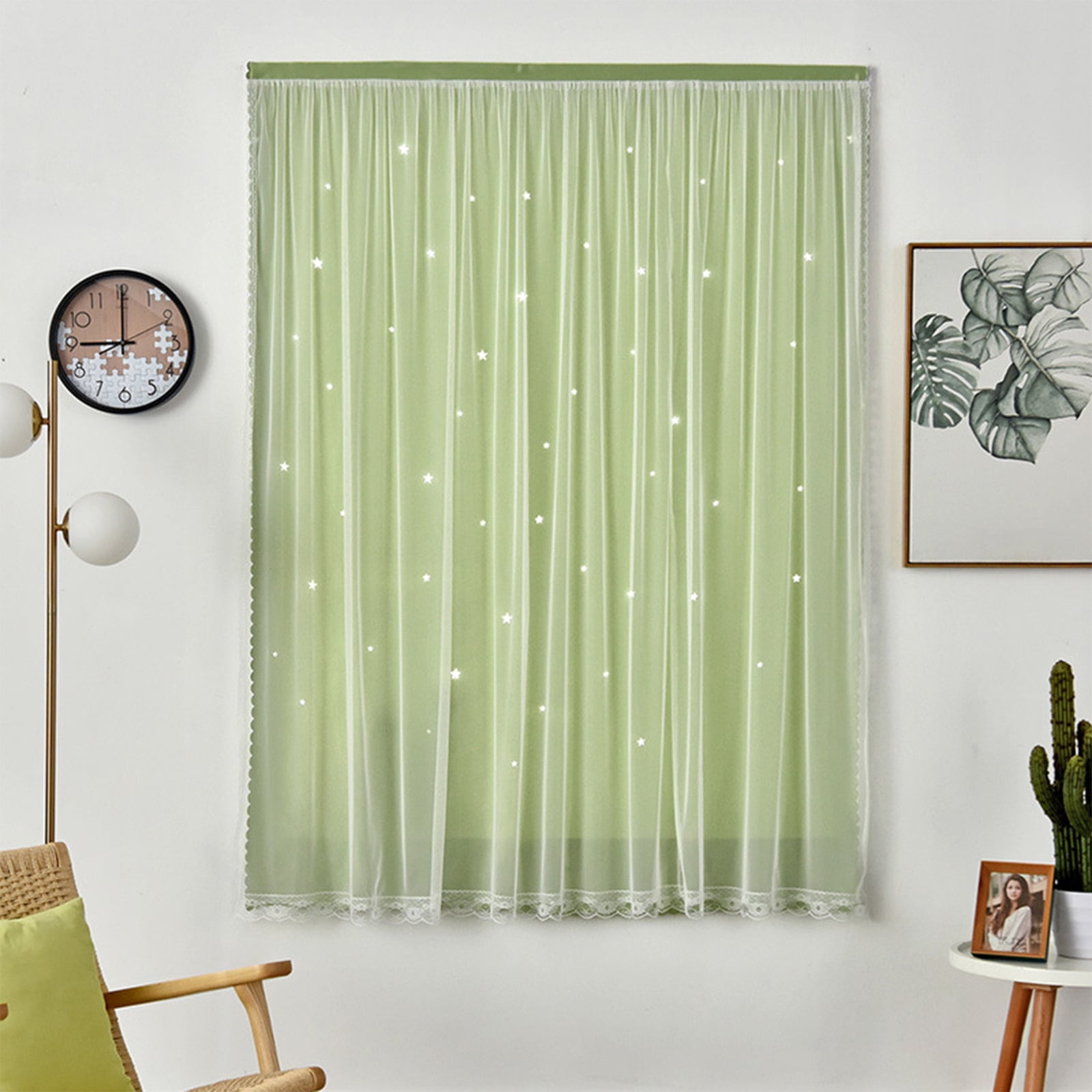 Blackout Curtains with Sheer Overlay Noise Reduction Panels for Bedroom and Living Room Light Blocking and Energy Saving, 59.05*39.37 inches, Set of 1