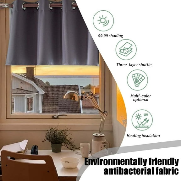 Blackout Curtains Short Window Curtains Solid Kitchen Window Curtains over Sink Small Window Curtains for Loft Basement Short Curtains for Window Valance W29 x L14 inch-1 Panels