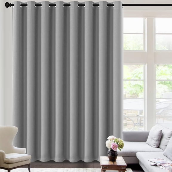 Blackout Curtains for Sliding Glass Door Room Divider Curtains Noise Reduce Curtain Panel Portable Window Screen Sliding Partition, W120 x L96 inches/8' Tall by 10' Wide, Dove Gray