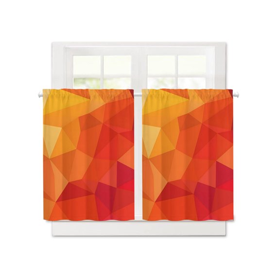Blackout Curtains for Small Window, Abstract Geometric Mosaic Triangular Shapes Insulated Room Darkening Curtains, Orange Burnt Light Blocking Privacy Rod Pocket Curtain for Bedroom 30x45 Inch 2Pcs