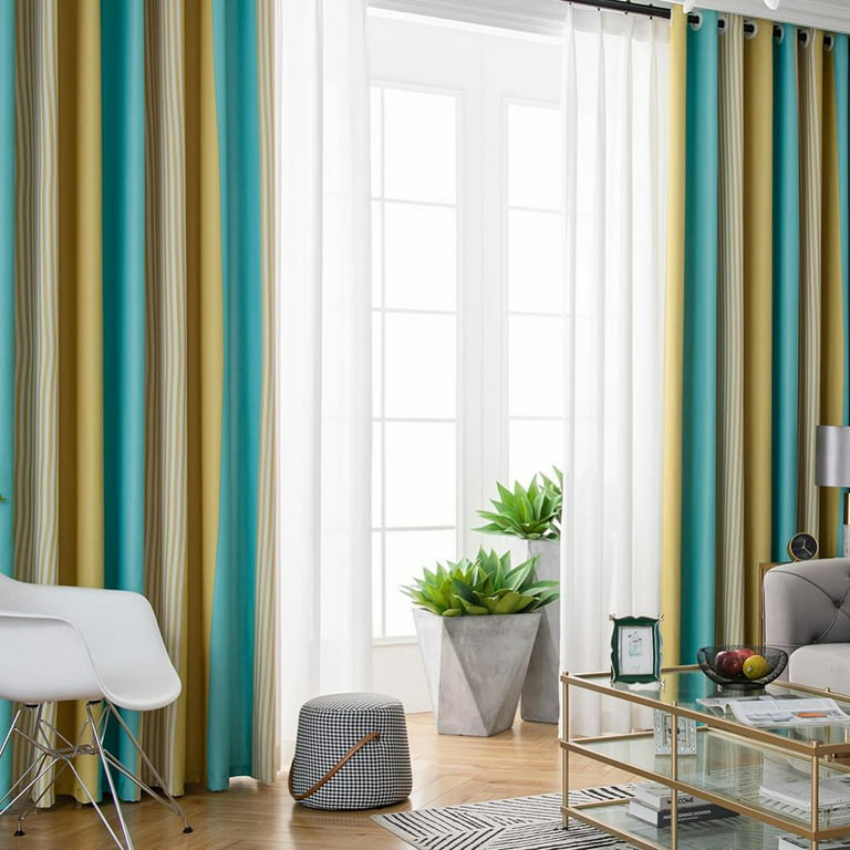 Blackout Curtains Stripe Pattern For Living Room Bedroom Windows Color Collision Grommet Darkening Privacy Thermal Insulated 2 Panels Set Com