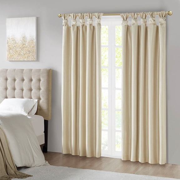 Blackout Curtains Twist Tab Total Blackout Window Curtain Panel Champagne 50x84" Blackout,Window Curtains