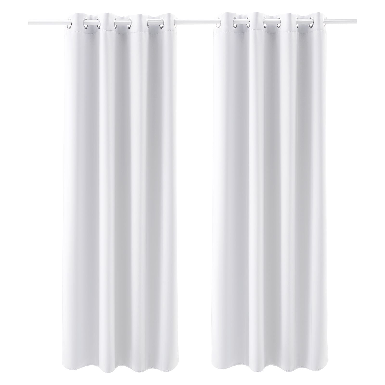 Blackout Curtains, White Blocking Drapes for Bedroom and Living Room, 2 Panels Set Grommet Room Darkening Curtain, Solid Thermal Insulated Drapes, Noise Reducing Window Treatments, 52x84 inch