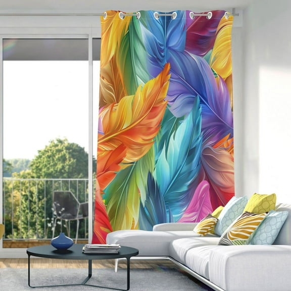 Blackout Curtains Window Curtain for Bedroom Living Room 1 Panel 82"x42" Colorful Feathers