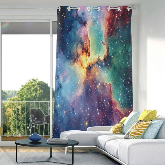 Blackout Curtains Window Curtain for Bedroom Living Room 1 Panel 82"x42" Colorful Galaxy with Stars