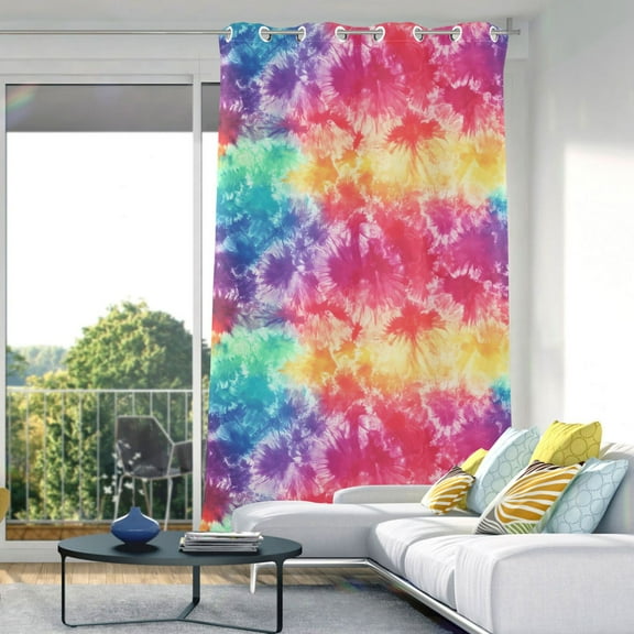 Blackout Curtains Window Curtain for Bedroom Living Room 1 Panel 82"x42" Colorful Tie Dye