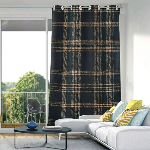 Blackout Curtains Window Curtain for Bedroom Living Room 1 Panel 82"x42" Dark Green Brown Tartan