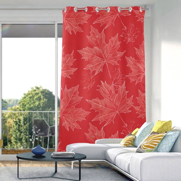Blackout Curtains Window Curtain for Bedroom Living Room 1 Panel 82"x42" Hand Drawn Maple Leaves