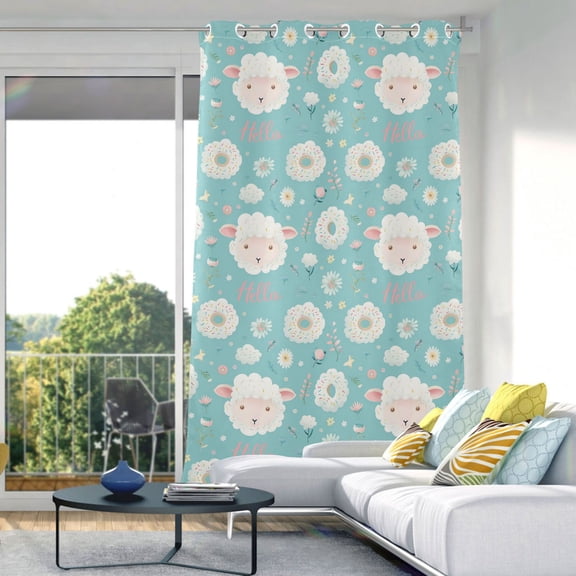 Blackout Curtains Window Curtain for Bedroom Living Room 1 Panel 82"x42" Hello Lamb Face
