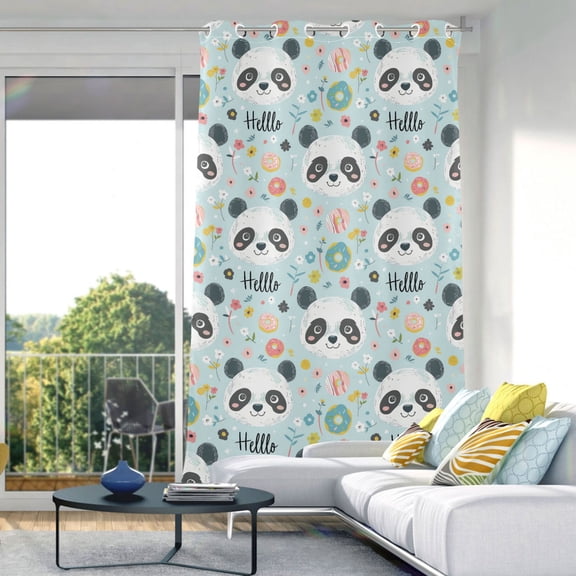 Blackout Curtains Window Curtain for Bedroom Living Room 1 Panel 82"x42" Hello Panda Face