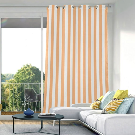 Blackout Curtains Window Curtain for Bedroom Living Room 1 Panel 82"x42" Light Orange and White Striped
