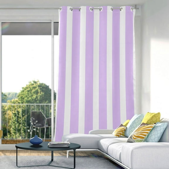 Blackout Curtains Window Curtain for Bedroom Living Room 1 Panel 82"x42" Pale Violet and White Striped
