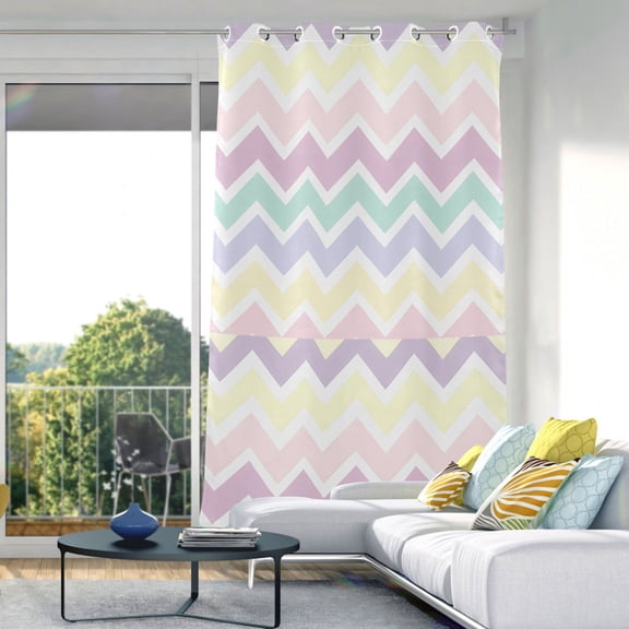 Blackout Curtains Window Curtain for Bedroom Living Room 1 Panel 82"x42" Pastel Colored Chevron