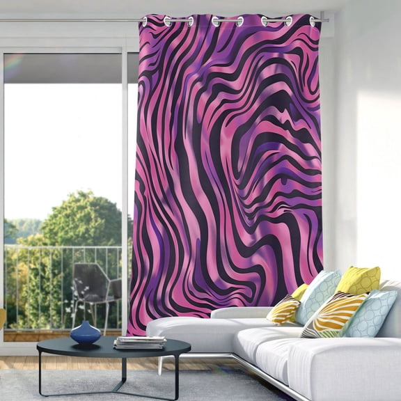 Blackout Curtains Window Curtain for Bedroom Living Room 1 Panel 82"x42" Purple Zebra Stripes