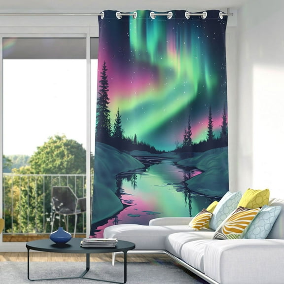 Blackout Curtains Window Curtain for Bedroom Living Room 1 Panel 82"x42" Snow Aurora