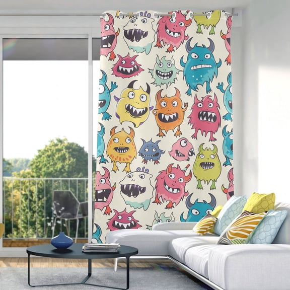 Blackout Curtains Window Curtain for Bedroom Living Room 1 Panel 82"x52" Cartoon Lovely Monsters
