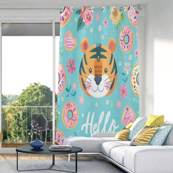 Blackout Curtains Window Curtain for Bedroom Living Room 1 Panel 82"x52" Hello Tiger Face