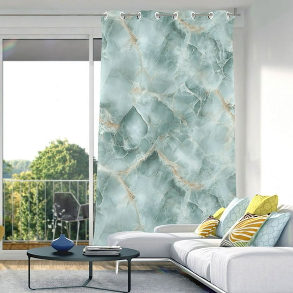 Blackout Curtains Window Curtain for Bedroom Living Room 1 Panel 82"x52" Mint Green Marble