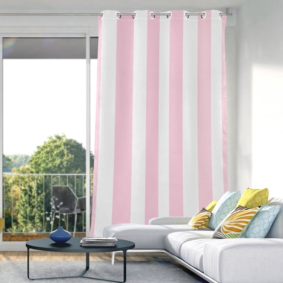 Blackout Curtains Window Curtain for Bedroom Living Room 1 Panel 82"x52" Pale Pink and White Striped