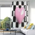 thumbnail image 1 of Blackout Curtains Window Curtain for Bedroom Living Room 1 Panel 82"x52" Pink Heart on Checkered, 1 of 8