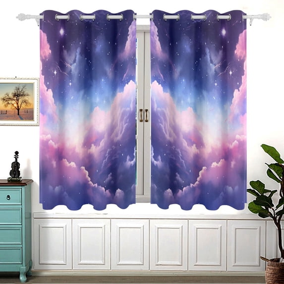 Blackout Curtains for Bedroom 54x55 in 2 Panels Beautiful Night Sky with Cloud Drapes Thermal Insulated Grommet for Living Room Indoor Windows