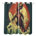 thumbnail image 1 of Blackout Curtains for Bedroom Dinosaurs Surfing Full Room Darkening Grommet Curtains for Living Room,Thermal Insulated Ombre Drapes, 1 of 7