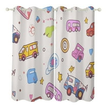 Blackout Curtains for Bedroom Excavator Fire Truck Racing Full Room Darkening Grommet Curtains for Living Room,Thermal Insulated Ombre Drapes