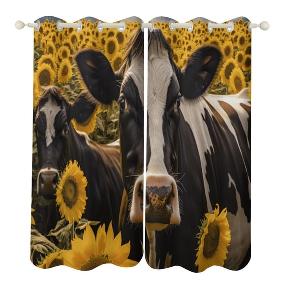 Blackout Curtains for Bedroom Farm Cows Full Room Darkening Grommet Curtains for Living Room,Thermal Insulated Ombre Drapes