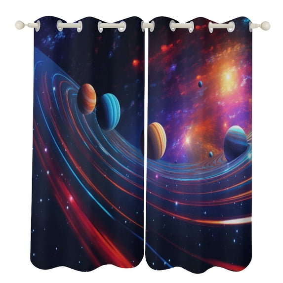 Blackout Curtains for Bedroom Galaxy Star Outer Space Full Room Darkening Grommet Curtains for Living Room,Thermal Insulated Ombre Drapes